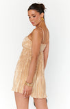 GNO Mini Dress - Gold Pleat