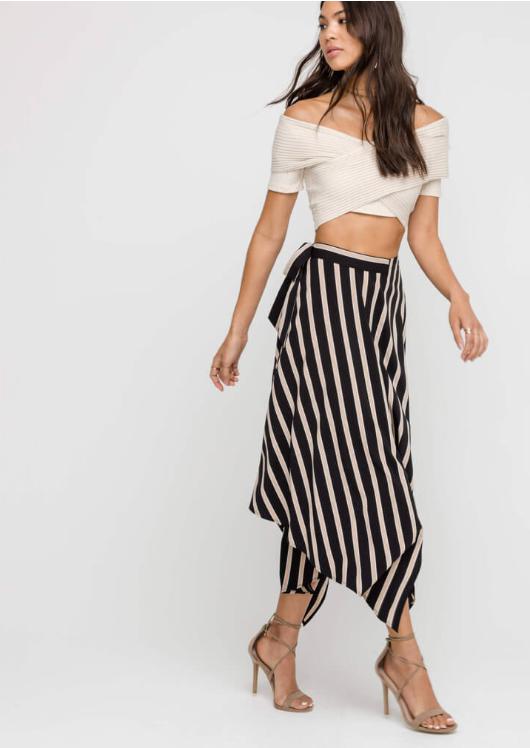 Striped sale asymmetrical skirt